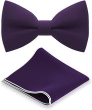 Load image into Gallery viewer, Amber Navy Blue Classic Pre-Tied Bow Tie Set with Handkerchief
