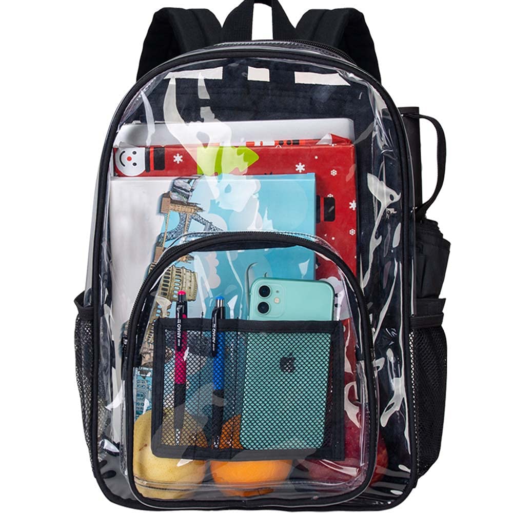 Heavy Duty Black See Through Clear Backpack
