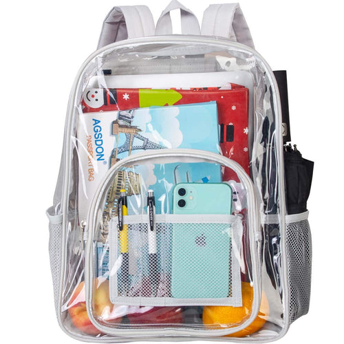 Heavy Duty Grey See Through Clear Backpack