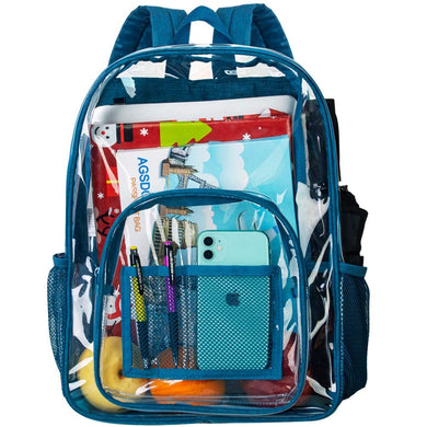Heavy Duty Navy See Through Clear Backpack