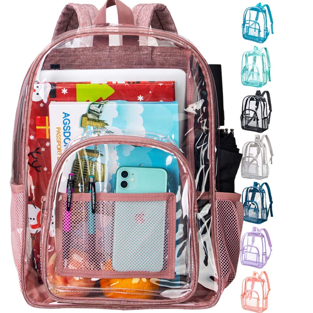 Heavy Duty Pink See Through Clear Backpack
