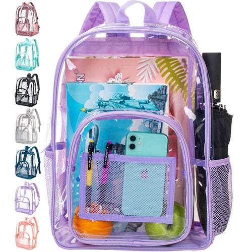 Heavy Duty Purple See Through Clear Backpack