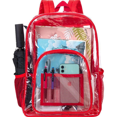 Heavy Duty Red See Through Clear Trendy Backpack