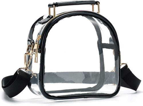 Casual Black Lining Clear Handbag