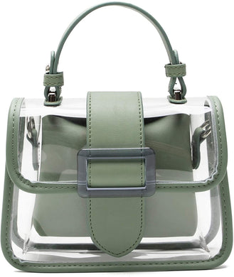 Sage Green Clear Shoulder Bag Purse 2 in 1 Transparent Crossbody Bag Jelly Handbag