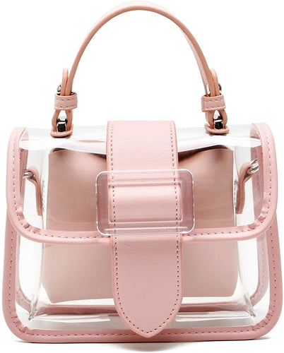 Pink Clear Shoulder Bag Purse 2 in 1 Transparent Crossbody Bag Jelly Handbag