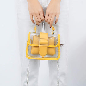 Yellow Clear Shoulder Bag Purse 2 in 1 Transparent Crossbody Bag Jelly Handbag