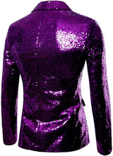 Load image into Gallery viewer, Men&#39;s One Button Purple Sequin Blazer