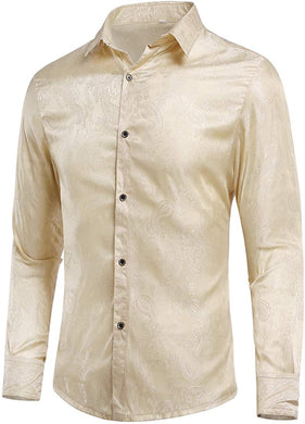 Paisley Champagne Long Sleeve Button Down Shirt