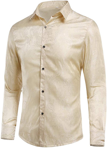 Paisley Champagne Long Sleeve Button Down Shirt