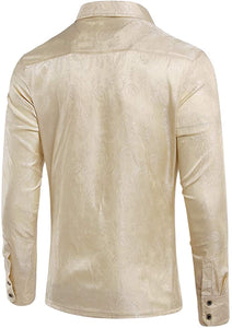 Paisley Champagne Long Sleeve Button Down Shirt