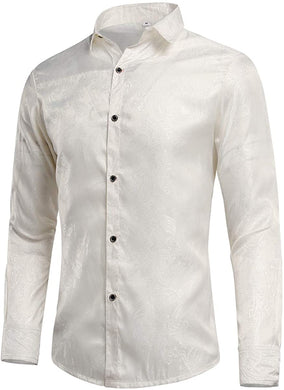 Paisley White Long Sleeve Button Down Shirt