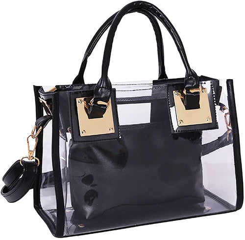 Clear Black Jelly Tote Beach Crossbody Transparent Handbag