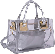 Load image into Gallery viewer, Clear Gold Jelly Tote Beach Crossbody Transparent Handbag