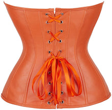 Load image into Gallery viewer, Punk Rock Orange Faux Leather Zipper Front Retro Corset