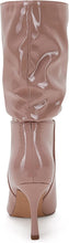 Load image into Gallery viewer, Mid Calf Pink Faux Leather High Stiletto Boots