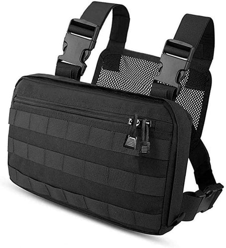 Adjustable Black Tactical Rig Vest Front Pack Bag