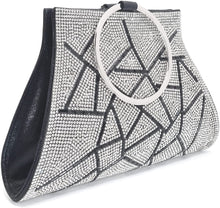 Load image into Gallery viewer, Wrist Black Crystal Clutch Purse