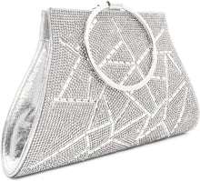 Load image into Gallery viewer, Wrist Silver Crystal Clutch Purse