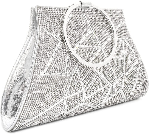 Wrist Silver Crystal Clutch Purse