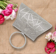 Load image into Gallery viewer, Wrist Silver Crystal Clutch Purse