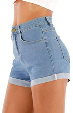 Load image into Gallery viewer, Summer Casual Denim High Waisted Folded Hem Jeans Shorts