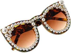Nightless City Pearl Frame Large Crystal Sunglasses