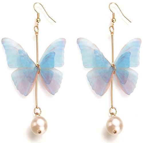 Cute Blue Butterfly Tassle Earring