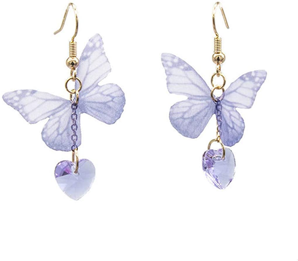 Cute Purple Butterfly Tassle Earring