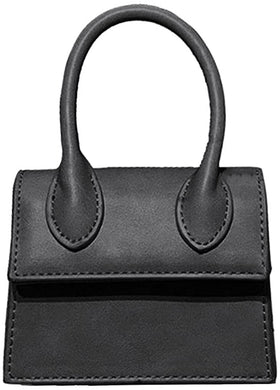 Mini Crossbody Black Purse Faux Leather Top Handle Clutch Handbag