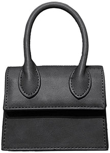Mini Crossbody Black Purse Faux Leather Top Handle Clutch Handbag