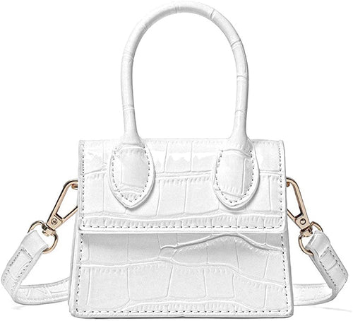 Mini Crossbody White Crocodile Purse Leather Crocodile Style Top Handle Clutch Handbag