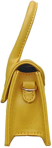 Mini Crossbody Yellow Purse Faux Leather Top Handle Clutch Handbag