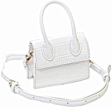 Load image into Gallery viewer, Mini Crossbody White Crocodile Purse Leather Crocodile Style Top Handle Clutch Handbag