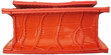 Load image into Gallery viewer, Mini Crossbody Orange Purse Leather Crocodile Style Top Handle Clutch Handbag
