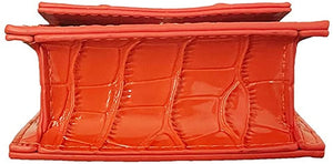 Mini Crossbody Orange Purse Leather Crocodile Style Top Handle Clutch Handbag