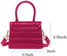 Load image into Gallery viewer, Mini Crossbody Pink Purse Leather Crocodile Style Top Handle Clutch Handbag