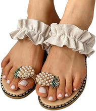 Load image into Gallery viewer, Pineapple Beige Ruffled Summer Sandals