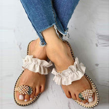 Load image into Gallery viewer, Pineapple Beige Ruffled Summer Sandals