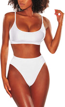 Load image into Gallery viewer, Push Up Straps 2 Piece Scoop Neck Swimsuit