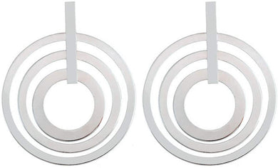 Large Circle Silver Multi Loop Matt Geometric Earrings