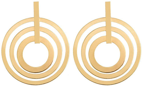 Large Circle Gold Multi Loop Matt Geometric Earrings