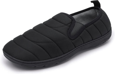 Men's Black Water-Resistant Winter Warm Slippers