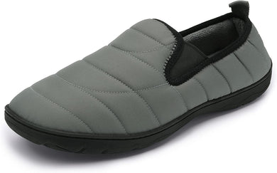 Men's Grey Water-Resistant Winter Warm Slippers