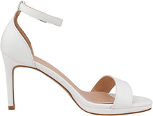 Load image into Gallery viewer, White Leather Ankle Strap Pump Heeled Sandals