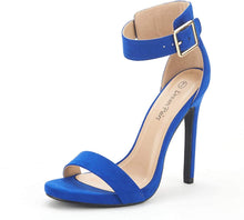 Load image into Gallery viewer, Royal Blue Ankle Strap Pumps Heel Sandals