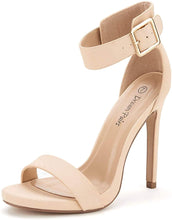 Load image into Gallery viewer, Nude Ankle Strap Pumps Heel Sandals