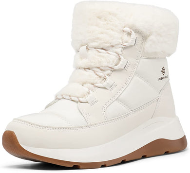 Outdoor Faux Fur Off-White Waterproof Women's Snow Boots