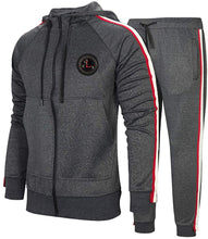 Load image into Gallery viewer, Men&#39;s Black Hooded Athletic Tracksuit Casual Full Zip Jogging Sweat suits