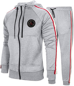 Men's Black Hooded Athletic Tracksuit Casual Full Zip Jogging Sweat suits